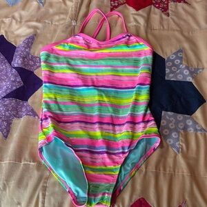 SO Neon Striped One-Piece Swimsuit
